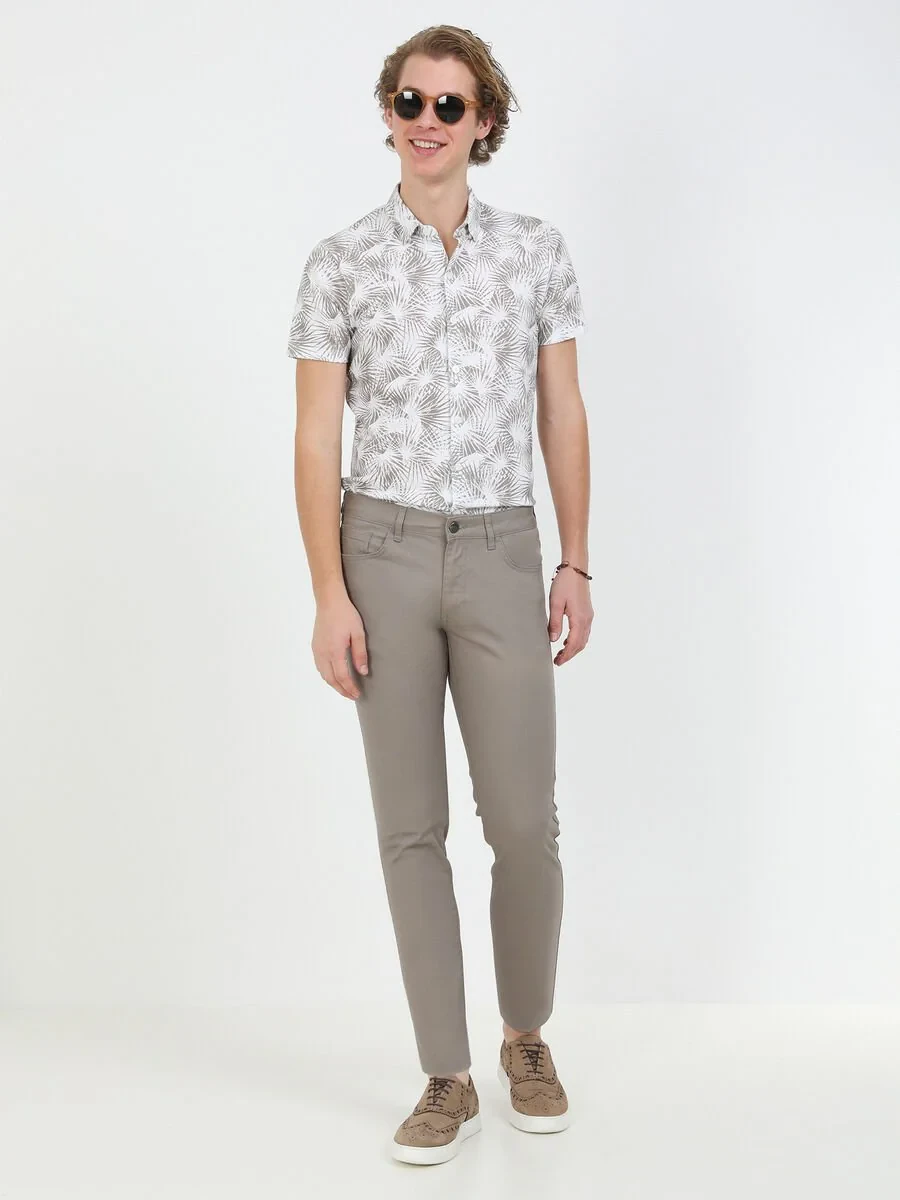 Mink Weaving Slim Fit Casual Cotton Blended Trousers - 3