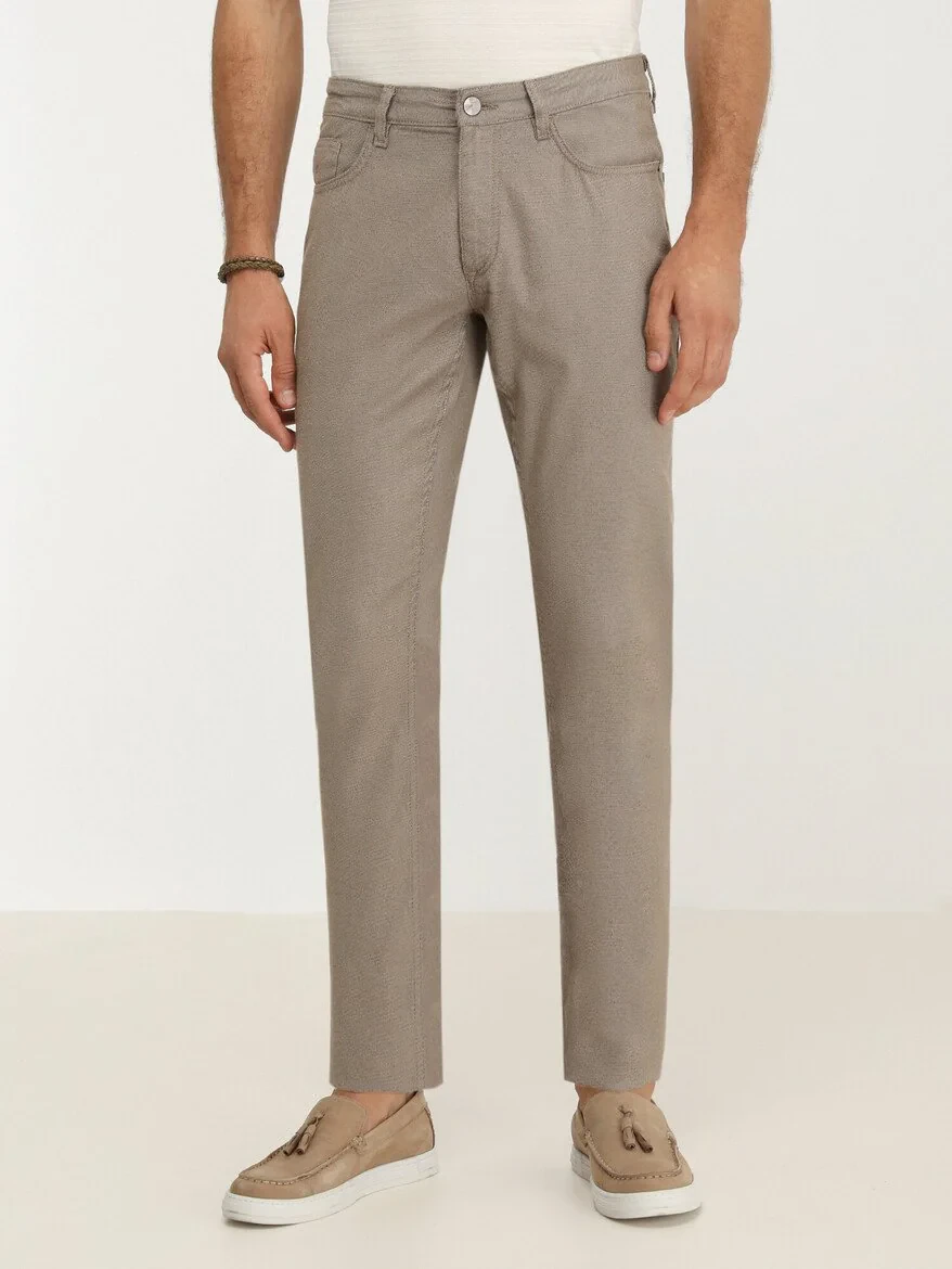 Mink Weaving Slim Fit Casual Cotton Blended Trousers - 1