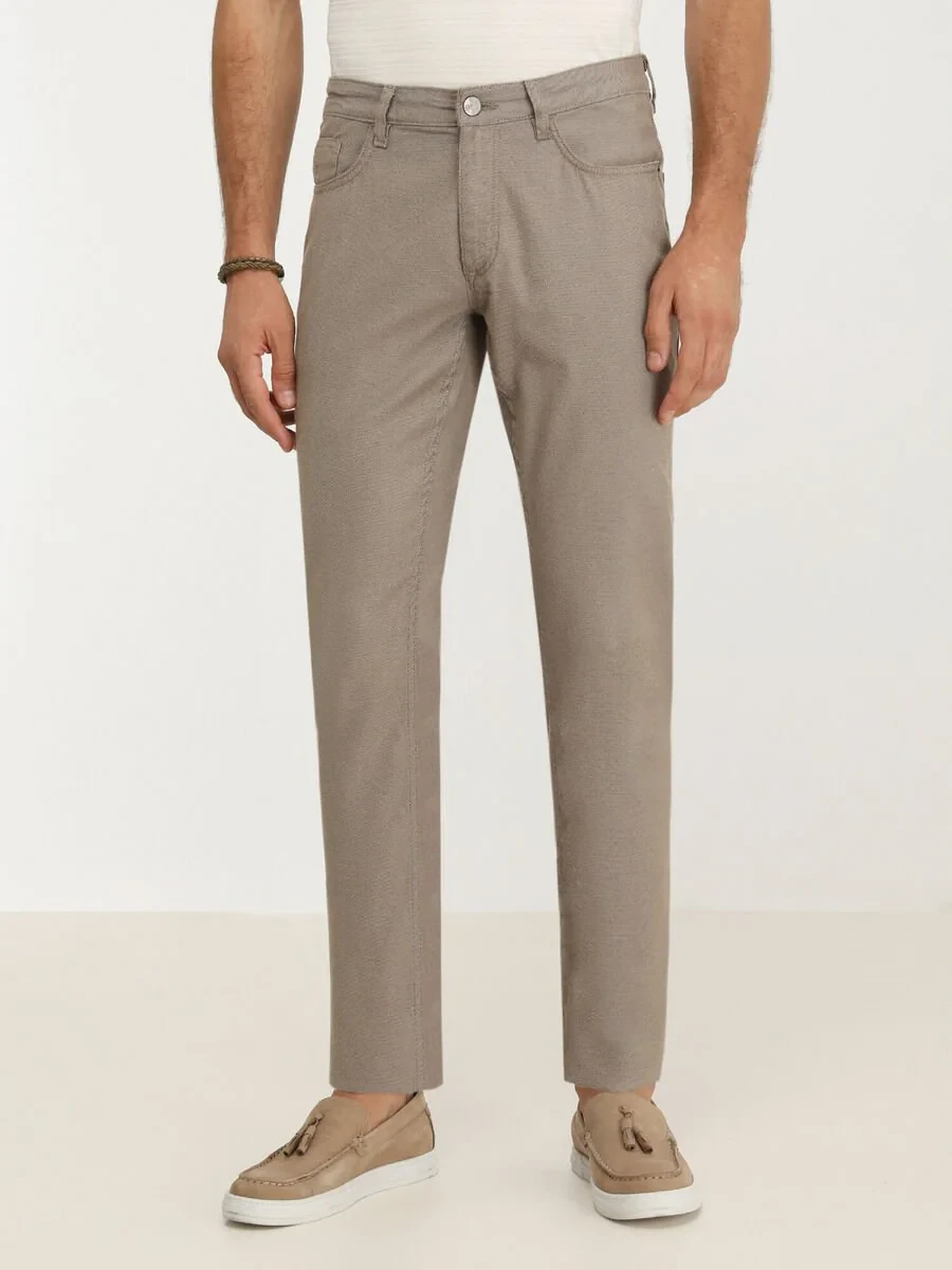 Mink Weaving Slim Fit Casual Cotton Blended Trousers - 1
