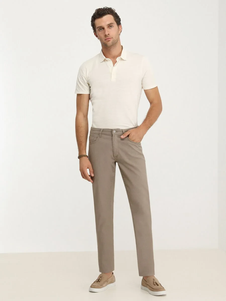 Mink Weaving Slim Fit Casual Cotton Blended Trousers - 2
