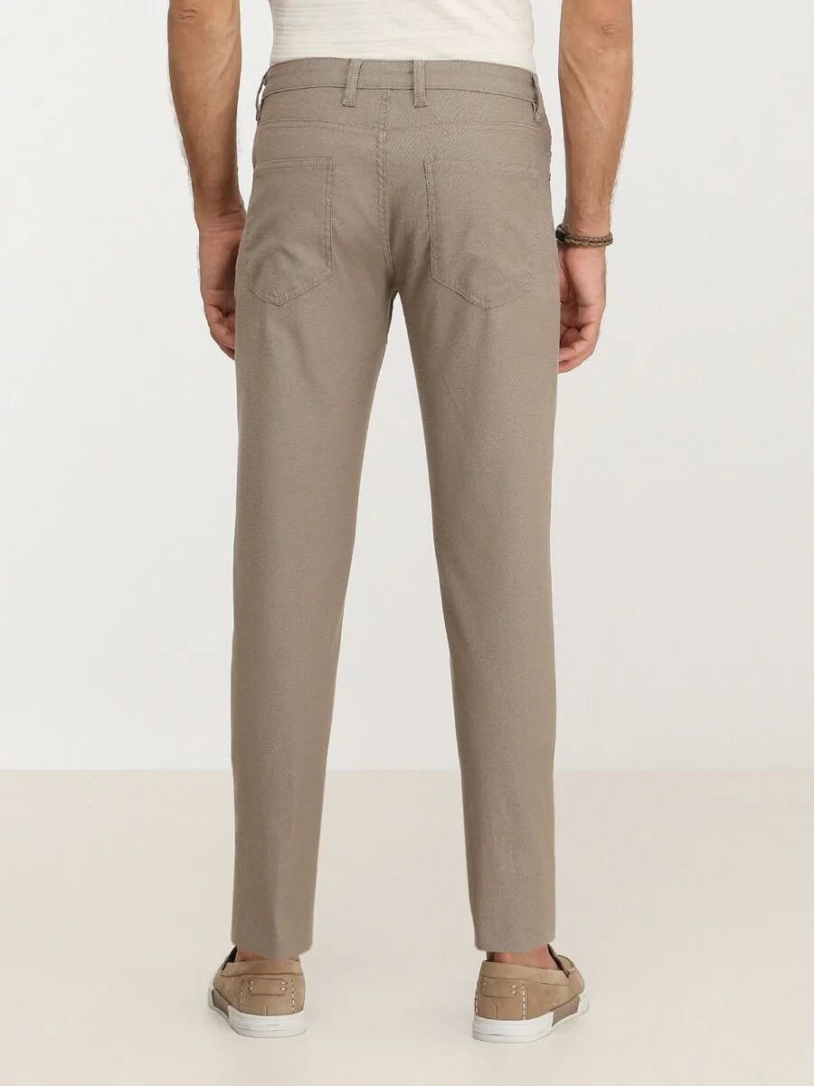Mink Weaving Slim Fit Casual Cotton Blended Trousers - 4