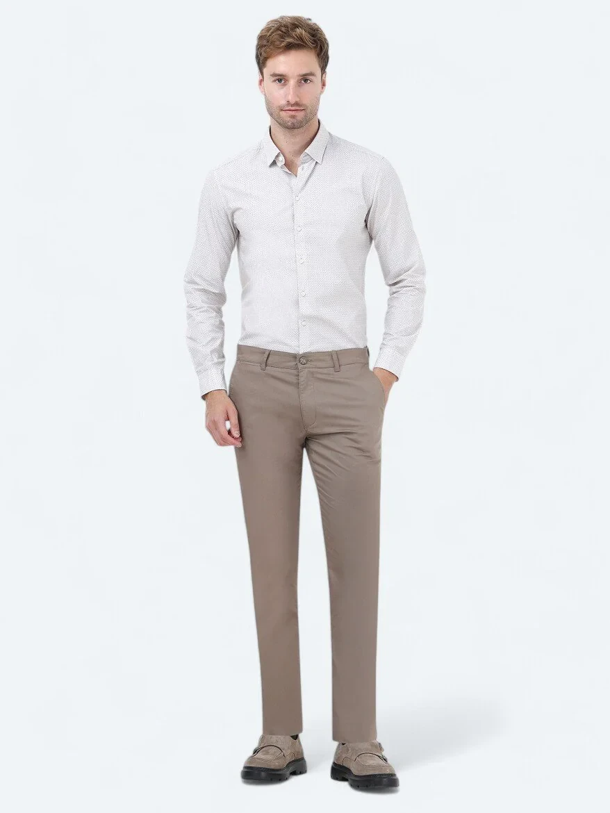 Mink Weaving Slim Fit Casual Cotton Blended Trousers - 1