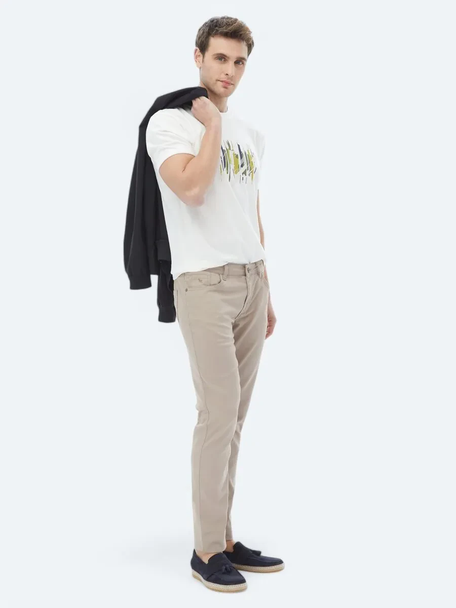 Mink Weaving Slim Fit Casual Cotton Blended Trousers - 1