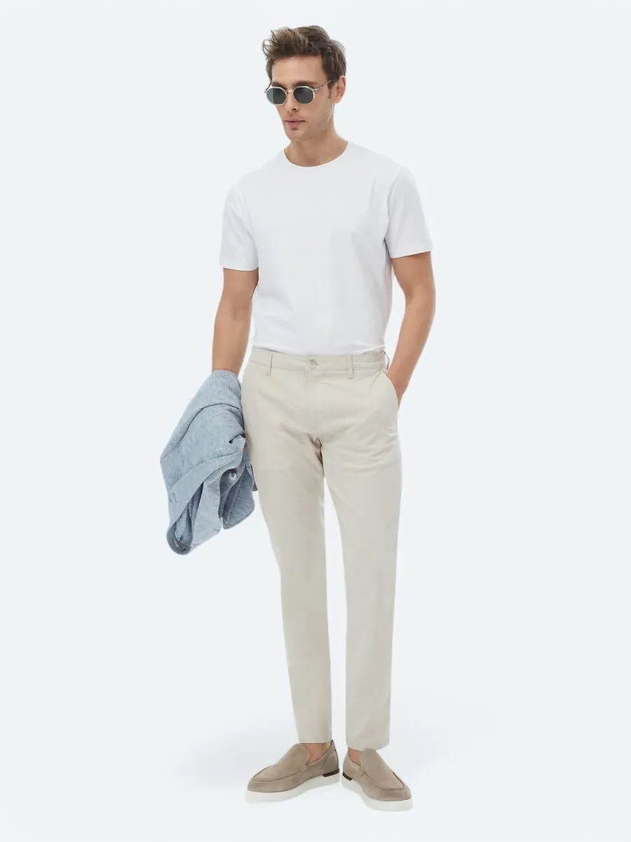 Mink Weaving Slim Fit Casual Trousers - 1