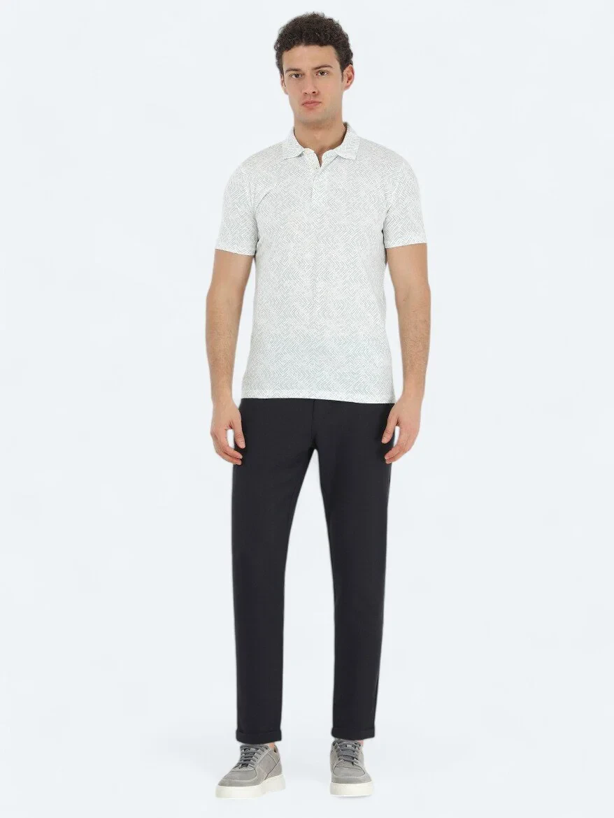 Mint Baskılı Polo Yaka %100 Pamuk T-Shirt - 2