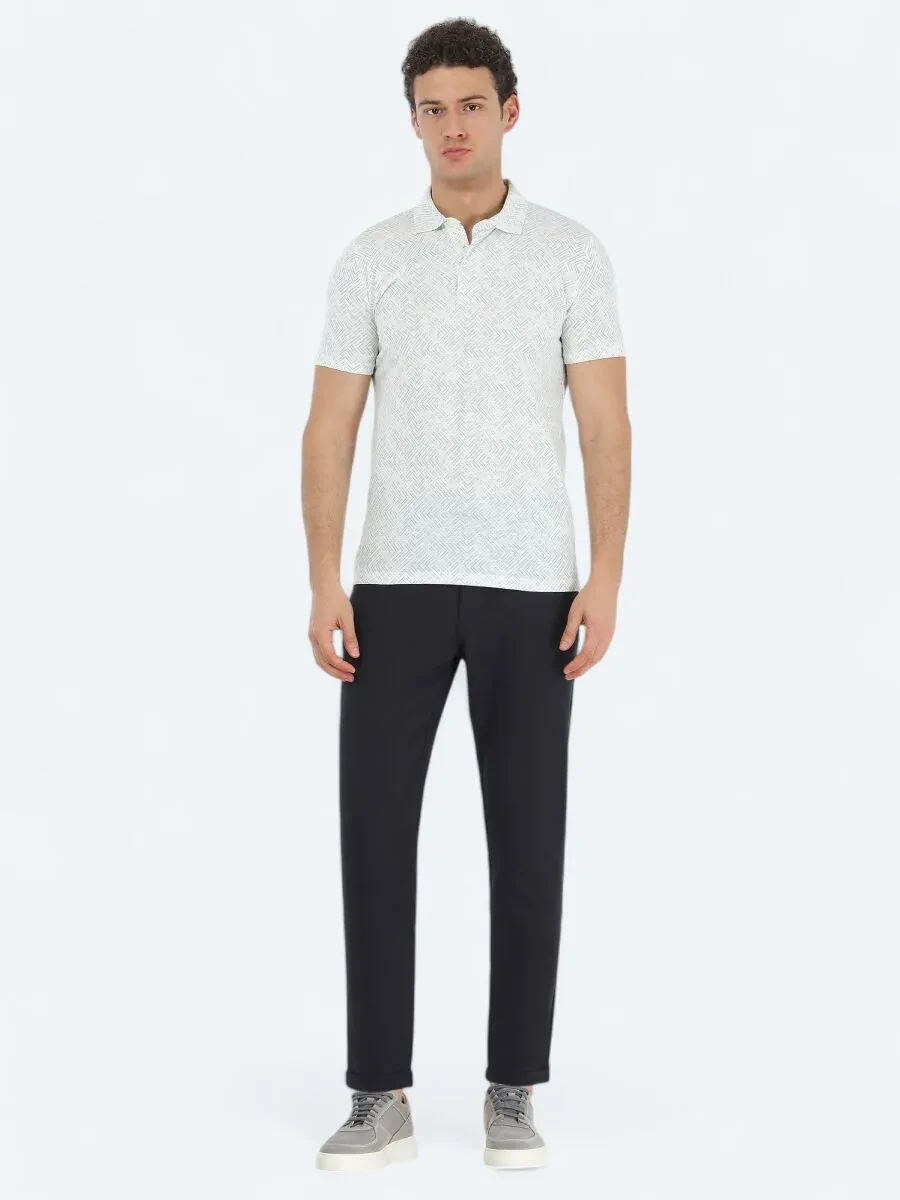Mint Baskılı Polo Yaka %100 Pamuk T-Shirt - 2