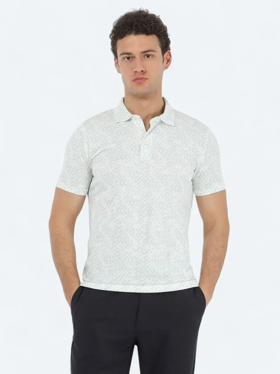 Mint Baskılı Polo Yaka %100 Pamuk T-Shirt - 3