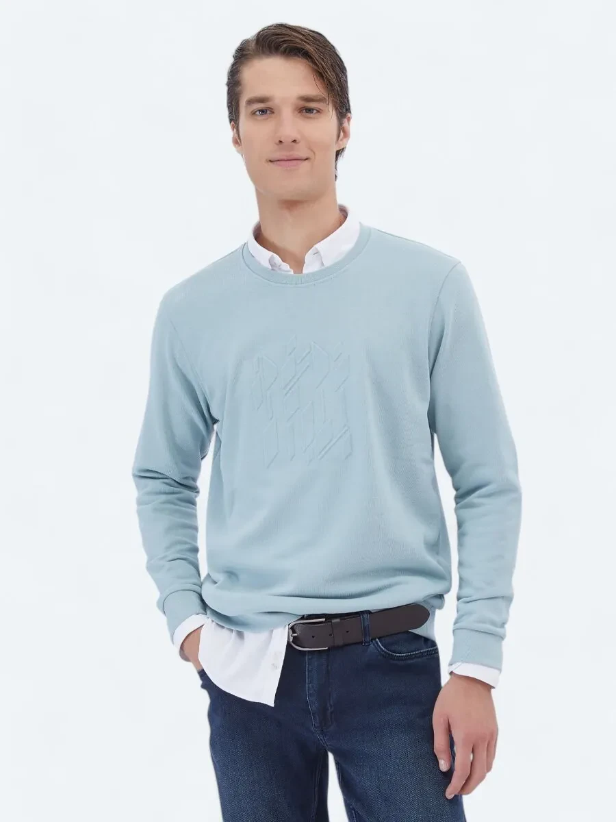 Mint Crew Neck Printed Sweatshirt - 1