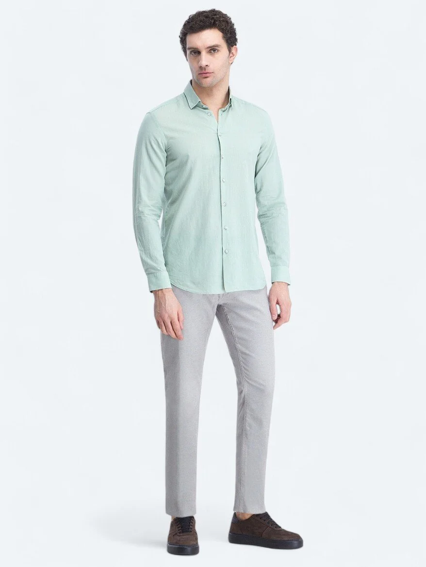 Mint Düz Regular Fit Dokuma Casual %100 Pamuk Gömlek - 2