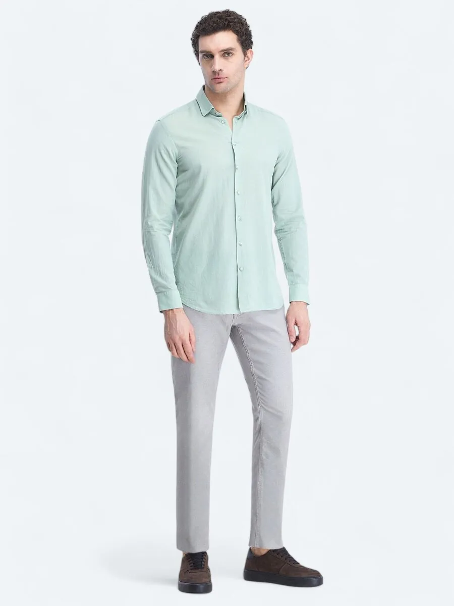 Mint Düz Regular Fit Dokuma Casual %100 Pamuk Gömlek - 2