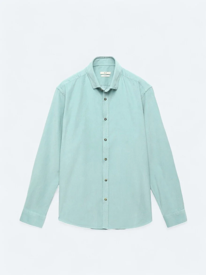 Mint Fitilli Regular Fit Dokuma Kadife Casual %100 Pamuk Gömlek - 7