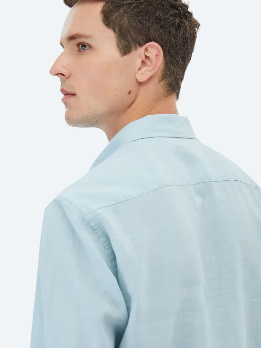 Mint Plain Regular Fit Weaving Casual Cotton Blended Shirt - 5