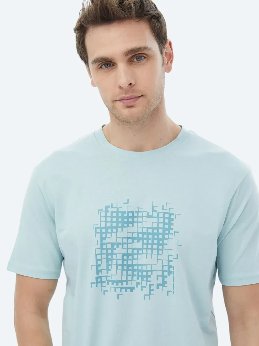 Mint Printed Crew Neck 100% Cotton T-Shirt - 3