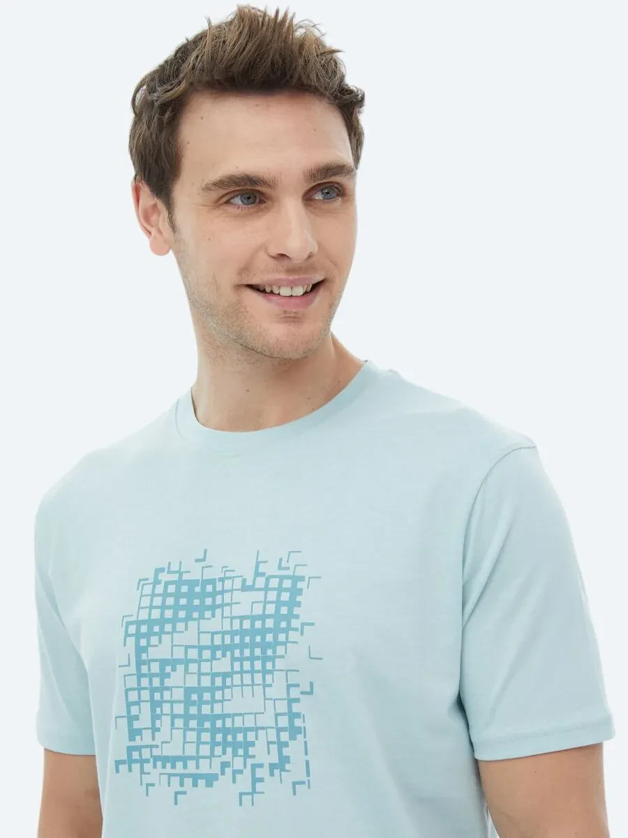 Mint Printed Crew Neck 100% Cotton T-Shirt - 4