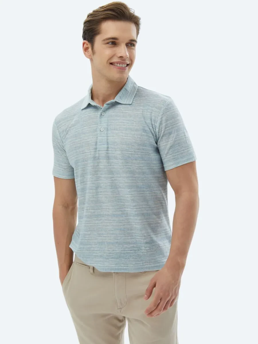 Mint Printed Polo Neck Cotton Blended T-Shirt - 1