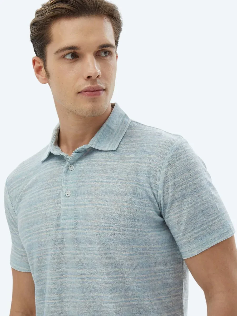 Mint Printed Polo Neck Cotton Blended T-Shirt - 3