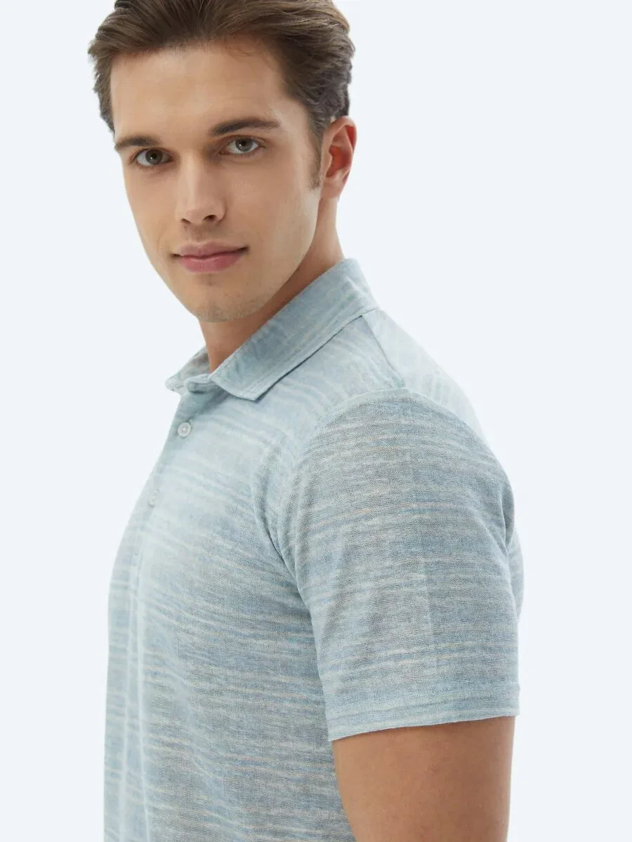 Mint Printed Polo Neck Cotton Blended T-Shirt - 6