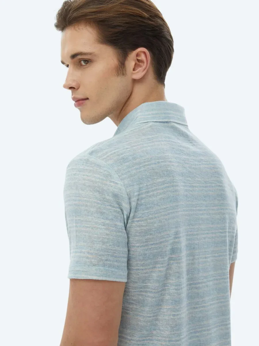 Mint Printed Polo Neck Cotton Blended T-Shirt - 7