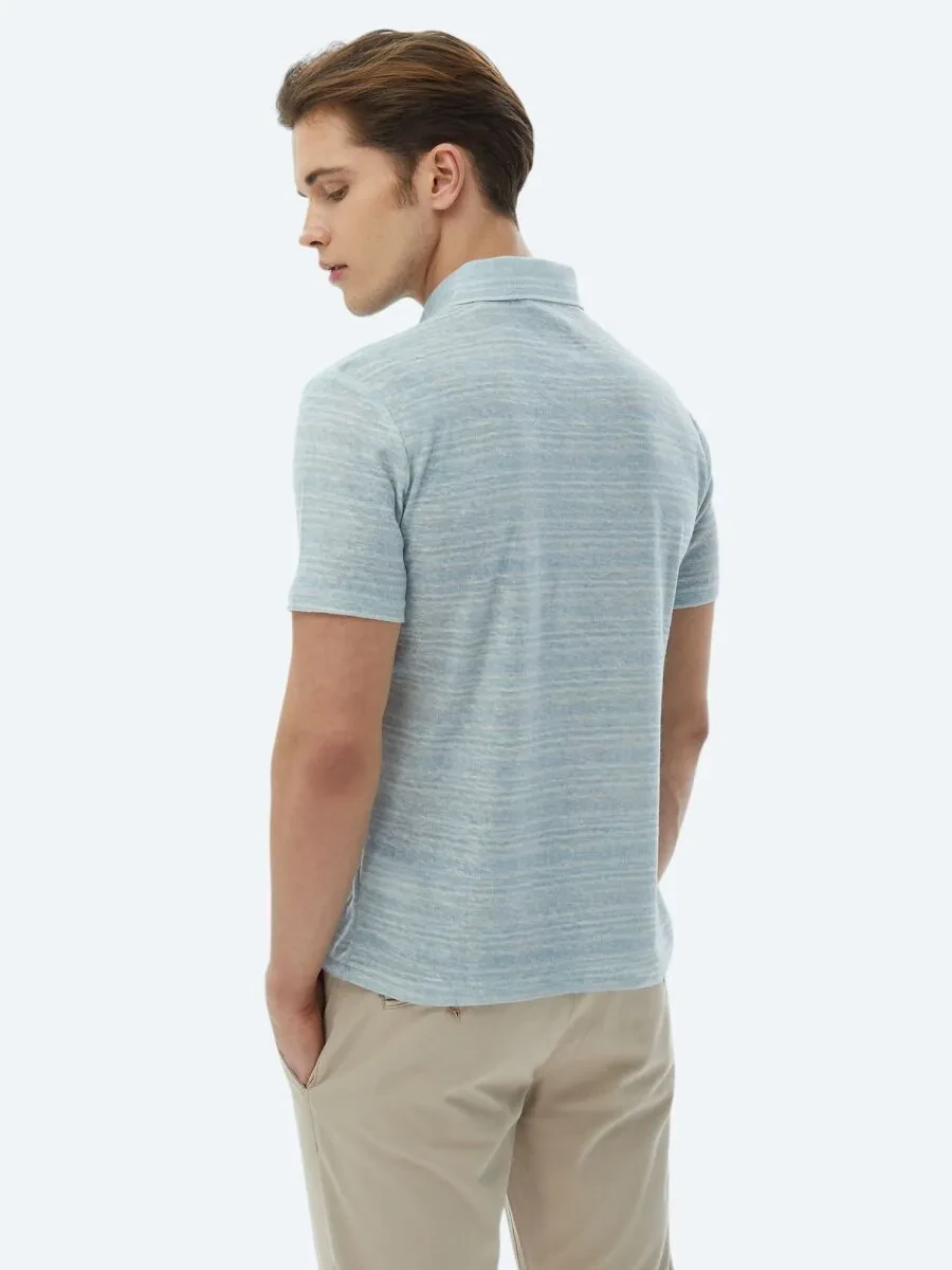 Mint Printed Polo Neck Cotton Blended T-Shirt - 8