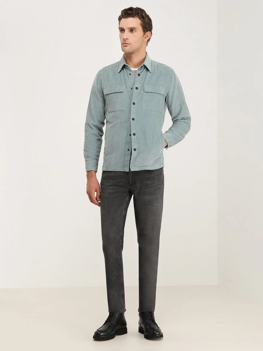 Mint Regular Fit Dokuma %100 Pamuk Overshırt - 2