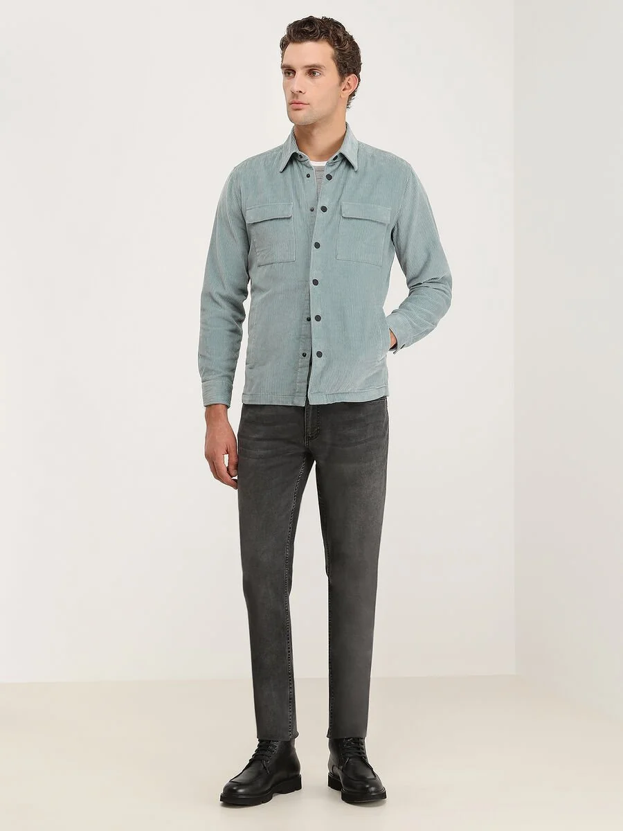 Mint Regular Fit Dokuma %100 Pamuk Overshırt - 2