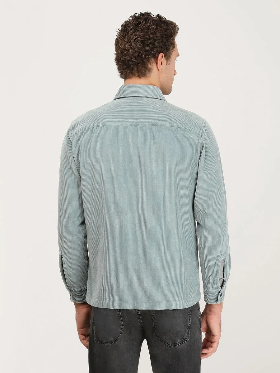 Mint Regular Fit Dokuma %100 Pamuk Overshırt - 5