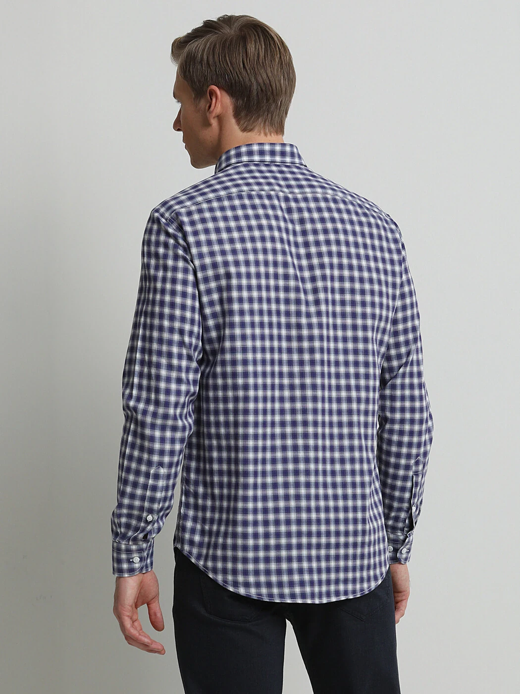 Mor Kareli Regular Fit Dokuma Casual %100 Pamuk Gömlek - 4