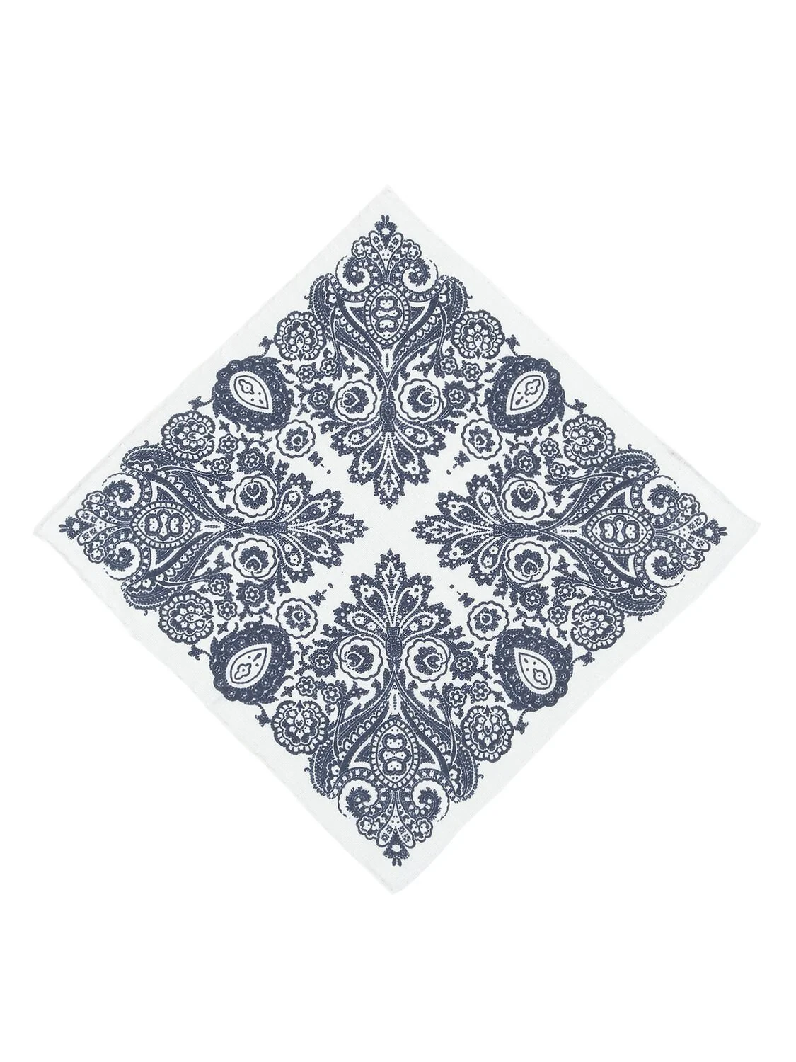 Navy Blue %100 Keten Handkerchief - 1