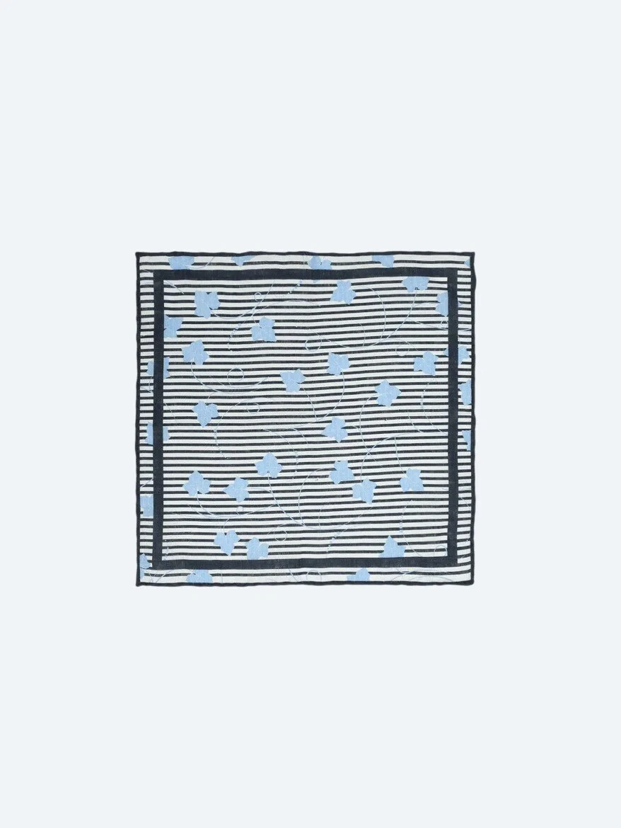 Navy Blue %100 Keten Handkerchief 