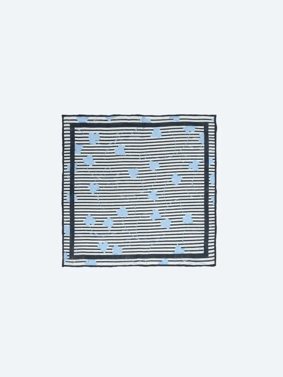 Navy Blue %100 Keten Handkerchief - 1