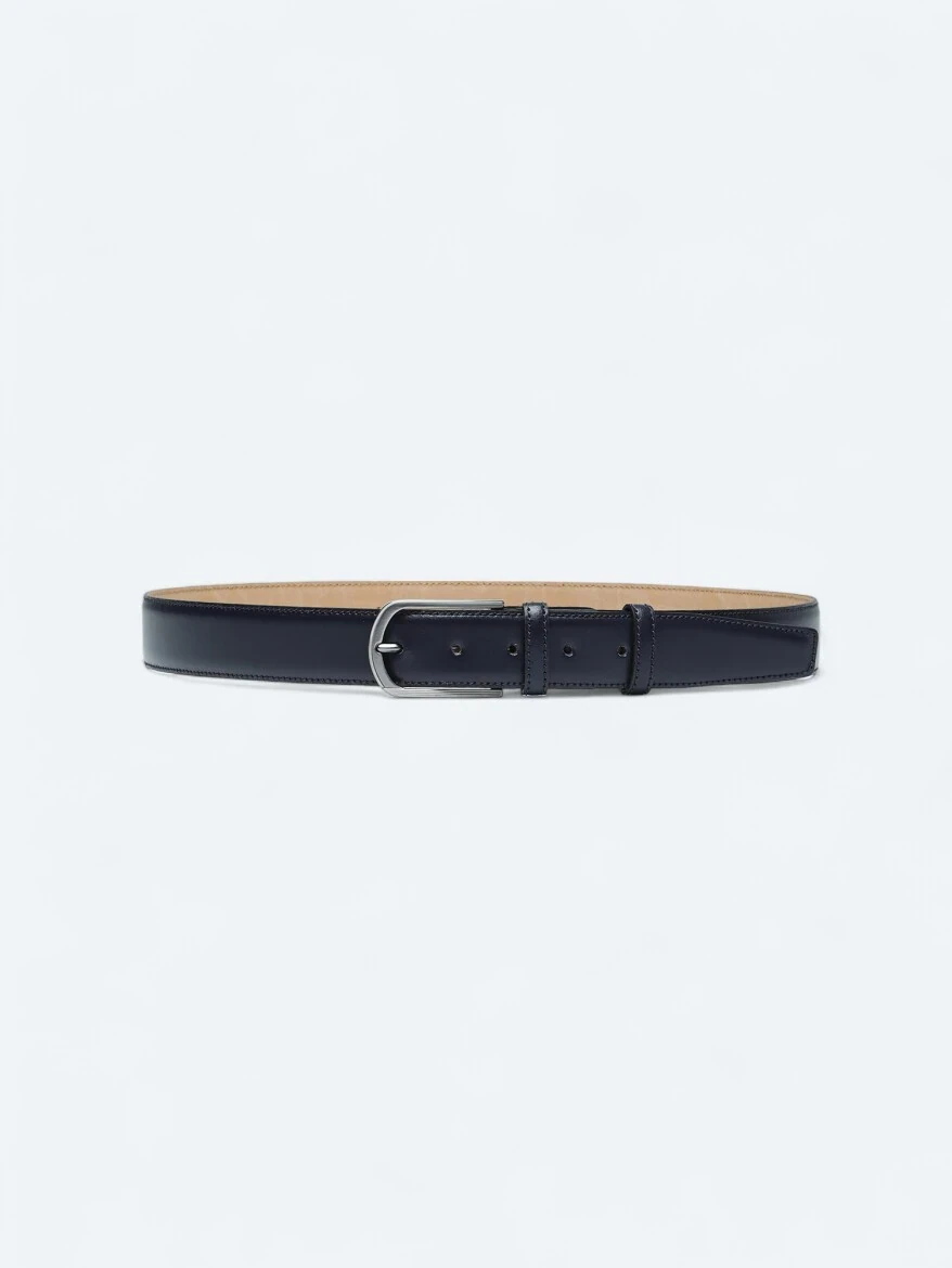 Navy Blue Cow Leather Belt 