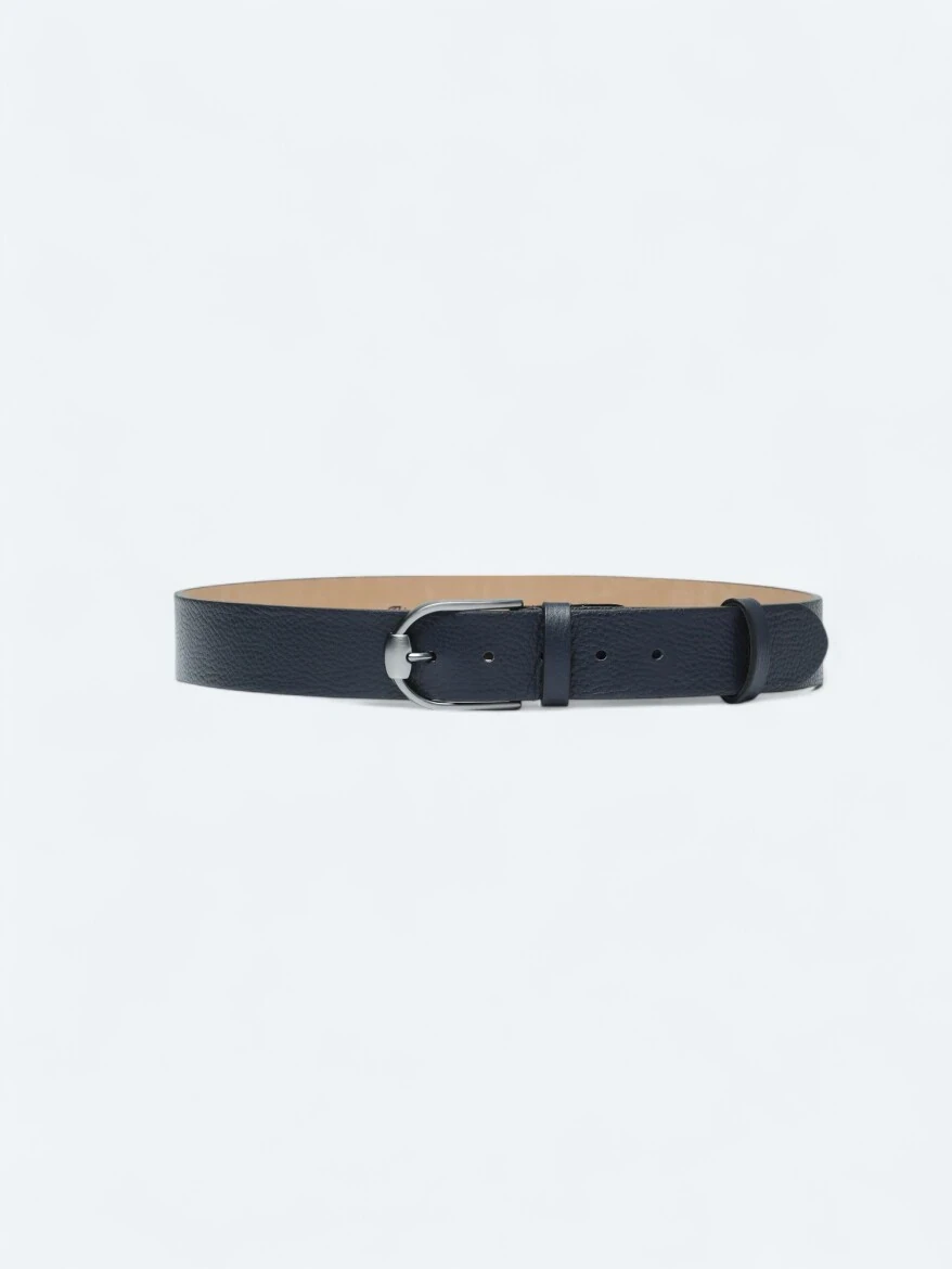Navy Blue Cow Leather Belt 