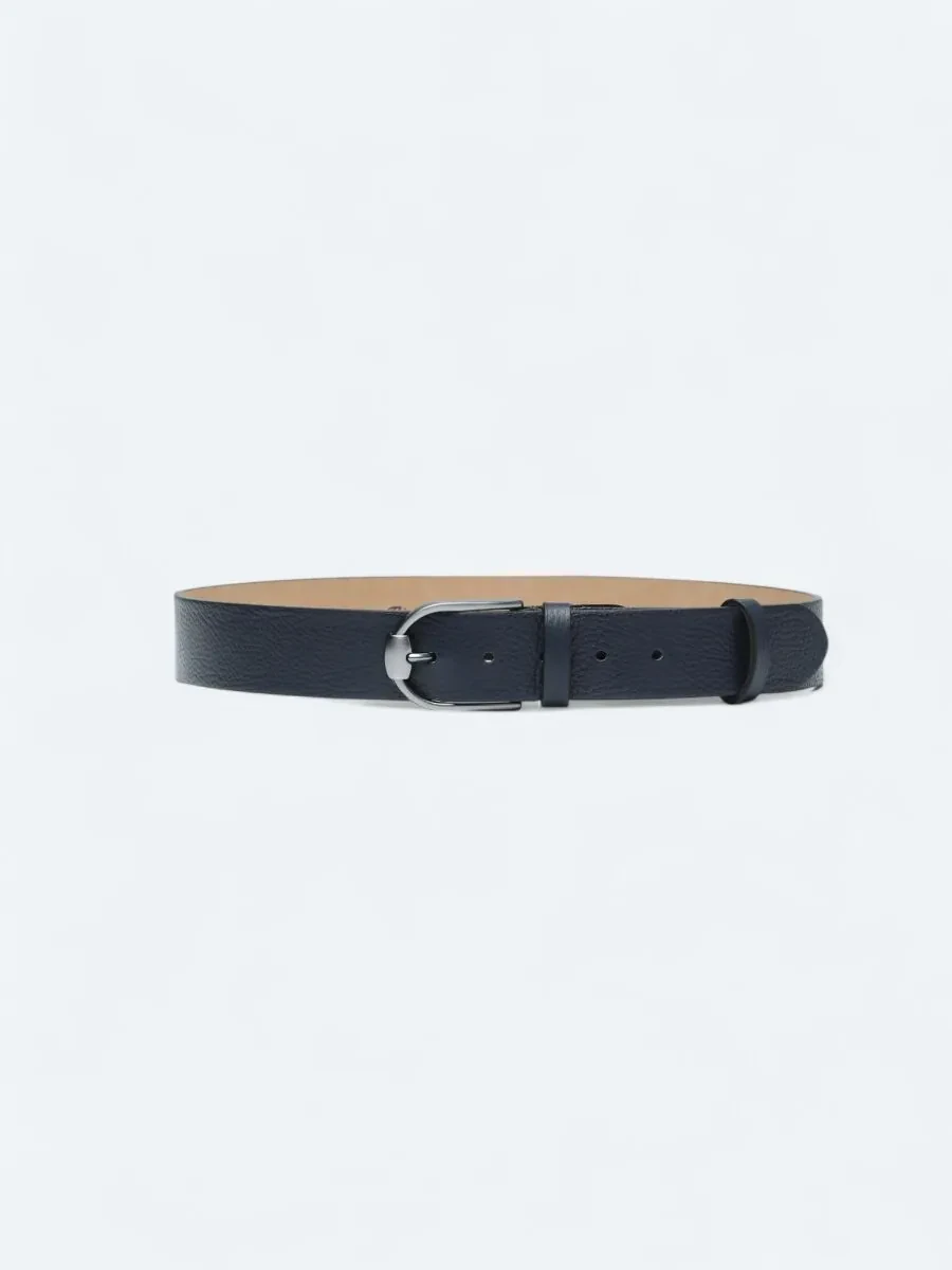 Navy Blue Cow Leather Belt - 1