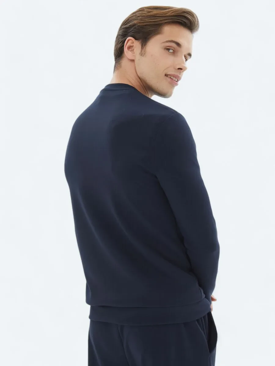 Navy Blue Crew Neck Sweatshirt - 5