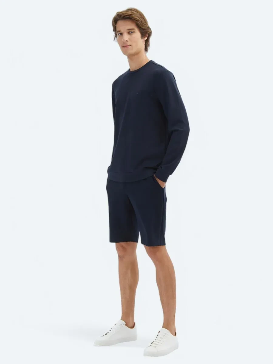 Navy Blue Crew Neck Sweatshirt - 2