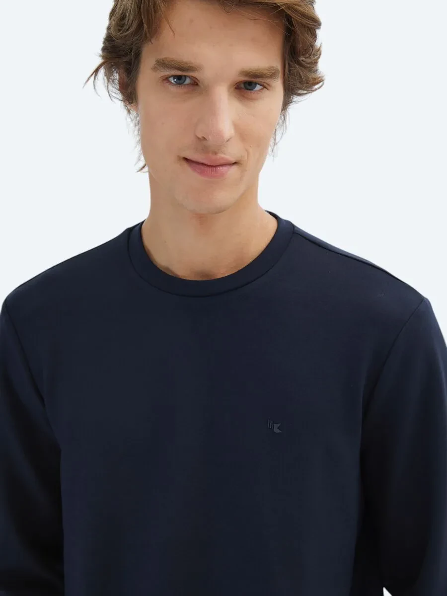 Navy Blue Crew Neck Sweatshirt - 3