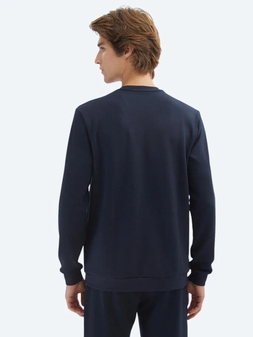 Navy Blue Crew Neck Sweatshirt - 5