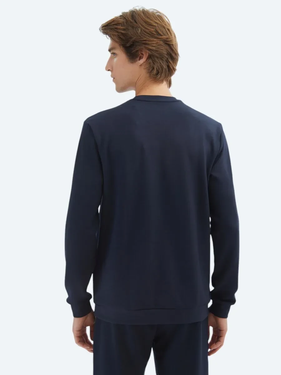 Navy Blue Crew Neck Sweatshirt - 5