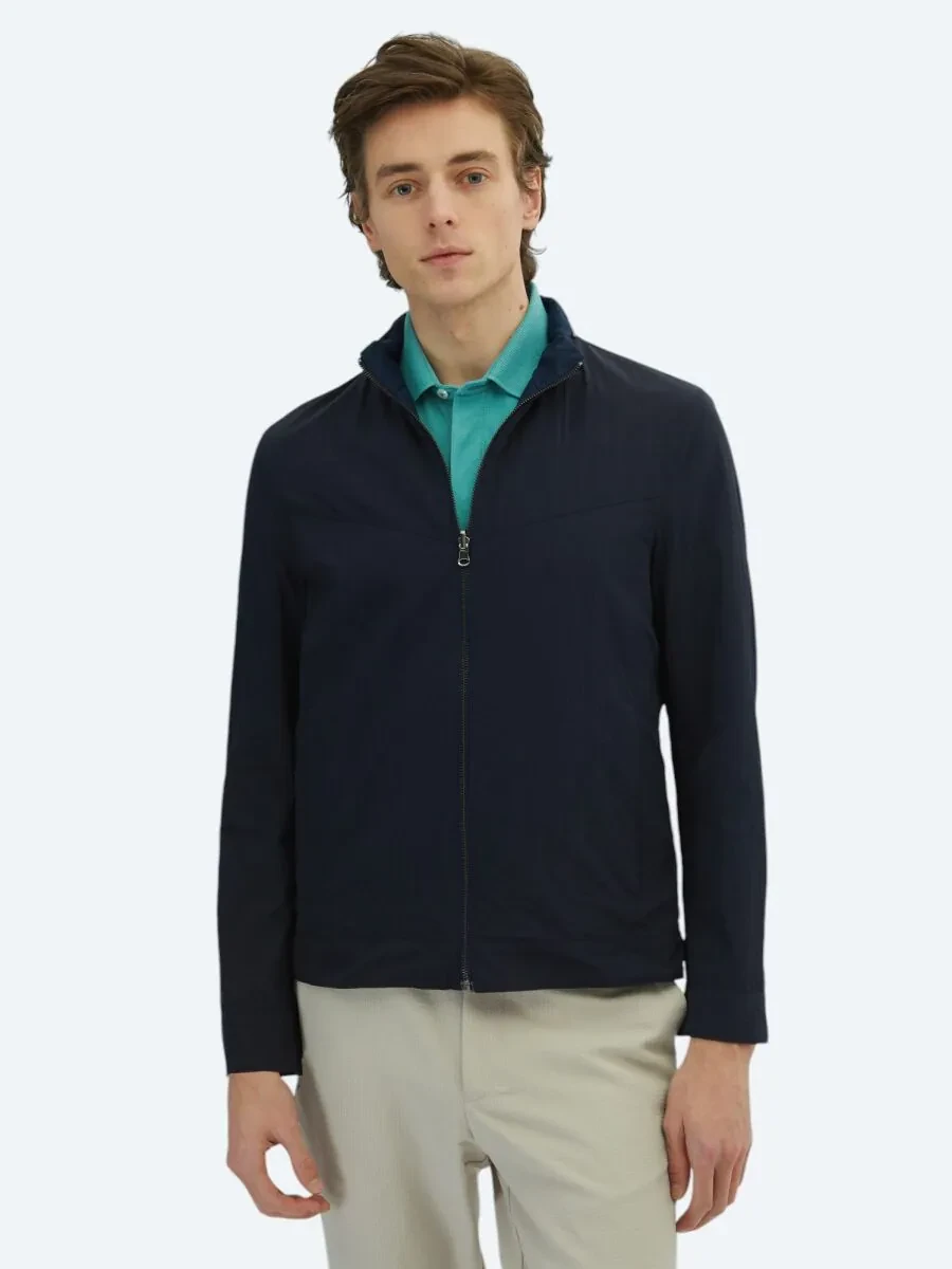 Navy Blue Double-Sided Weaving Coat - 1