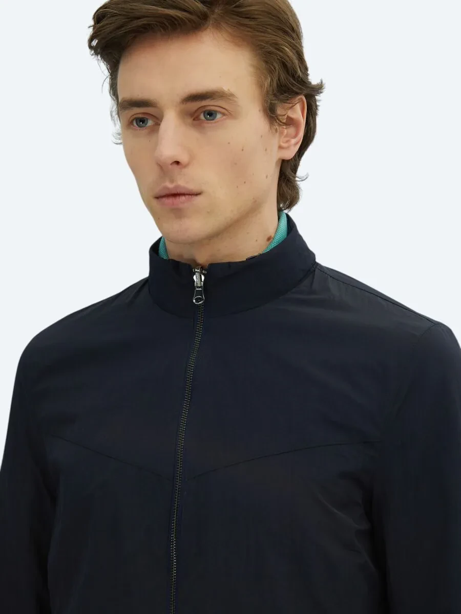 Navy Blue Double-Sided Weaving Coat - 5