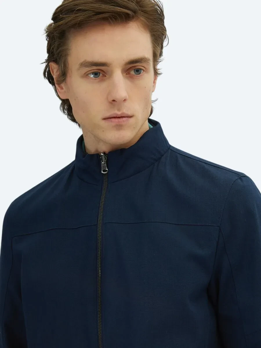 Navy Blue Double-Sided Weaving Coat - 6