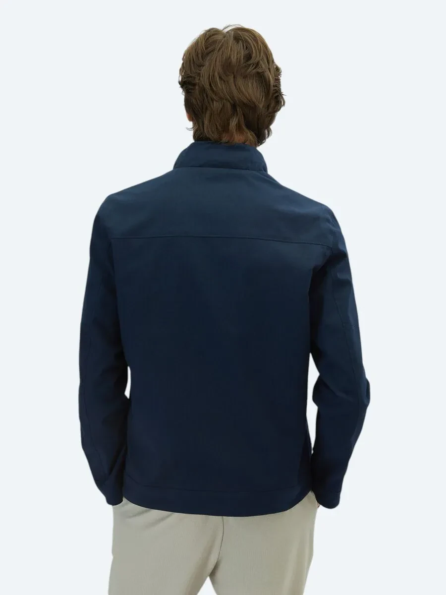 Navy Blue Double-Sided Weaving Coat - 10
