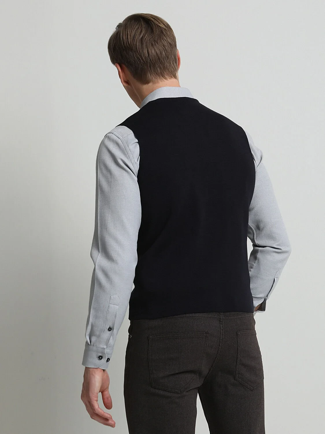 Navy Blue Knit Vest - 4