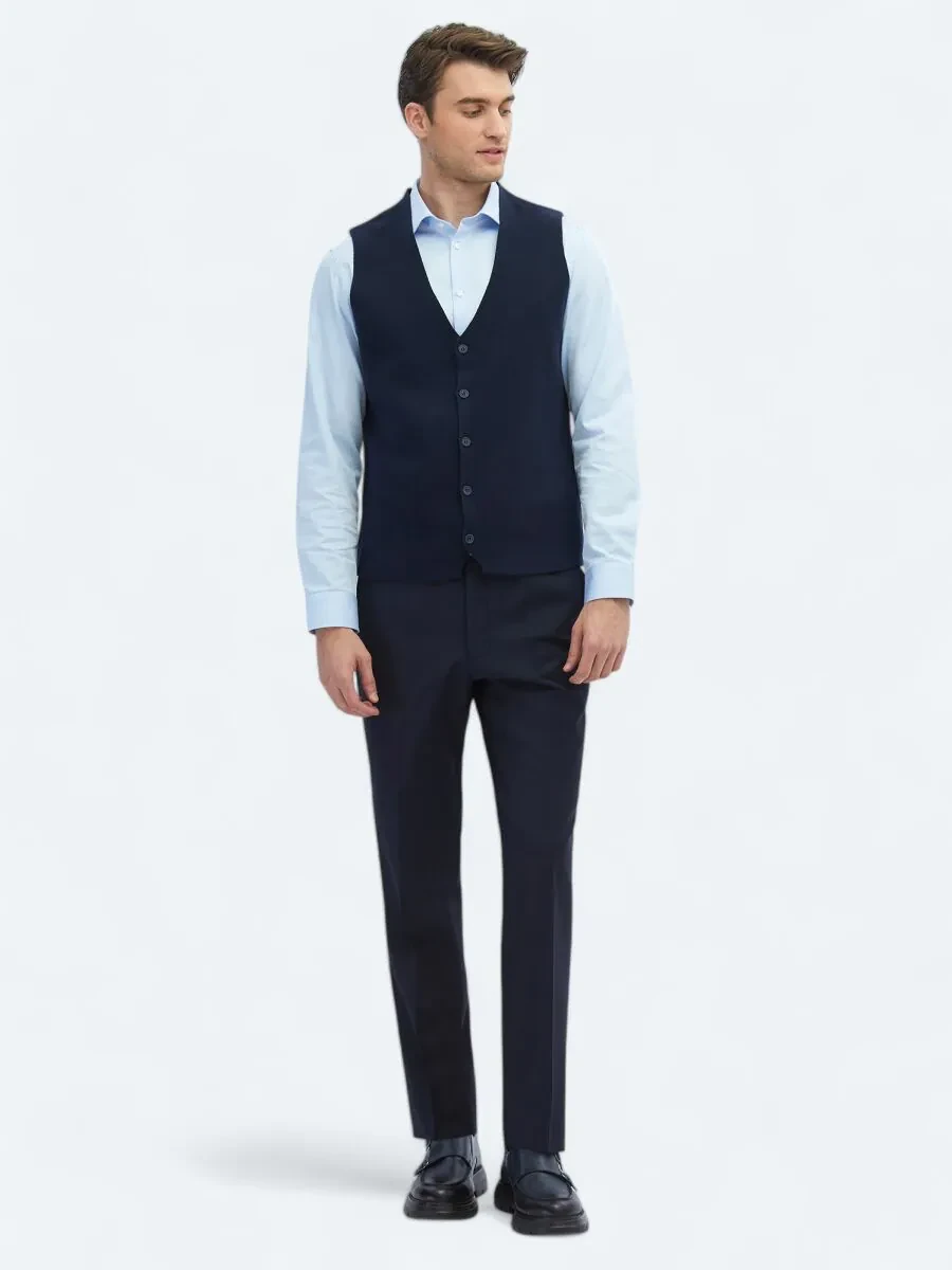 Navy Blue Knit Vest - 3