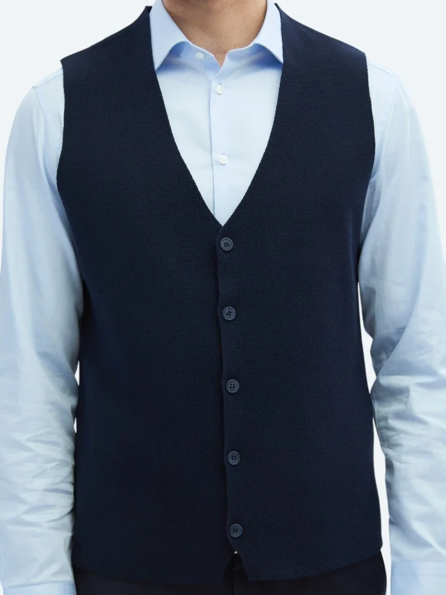 Navy Blue Knit Vest 