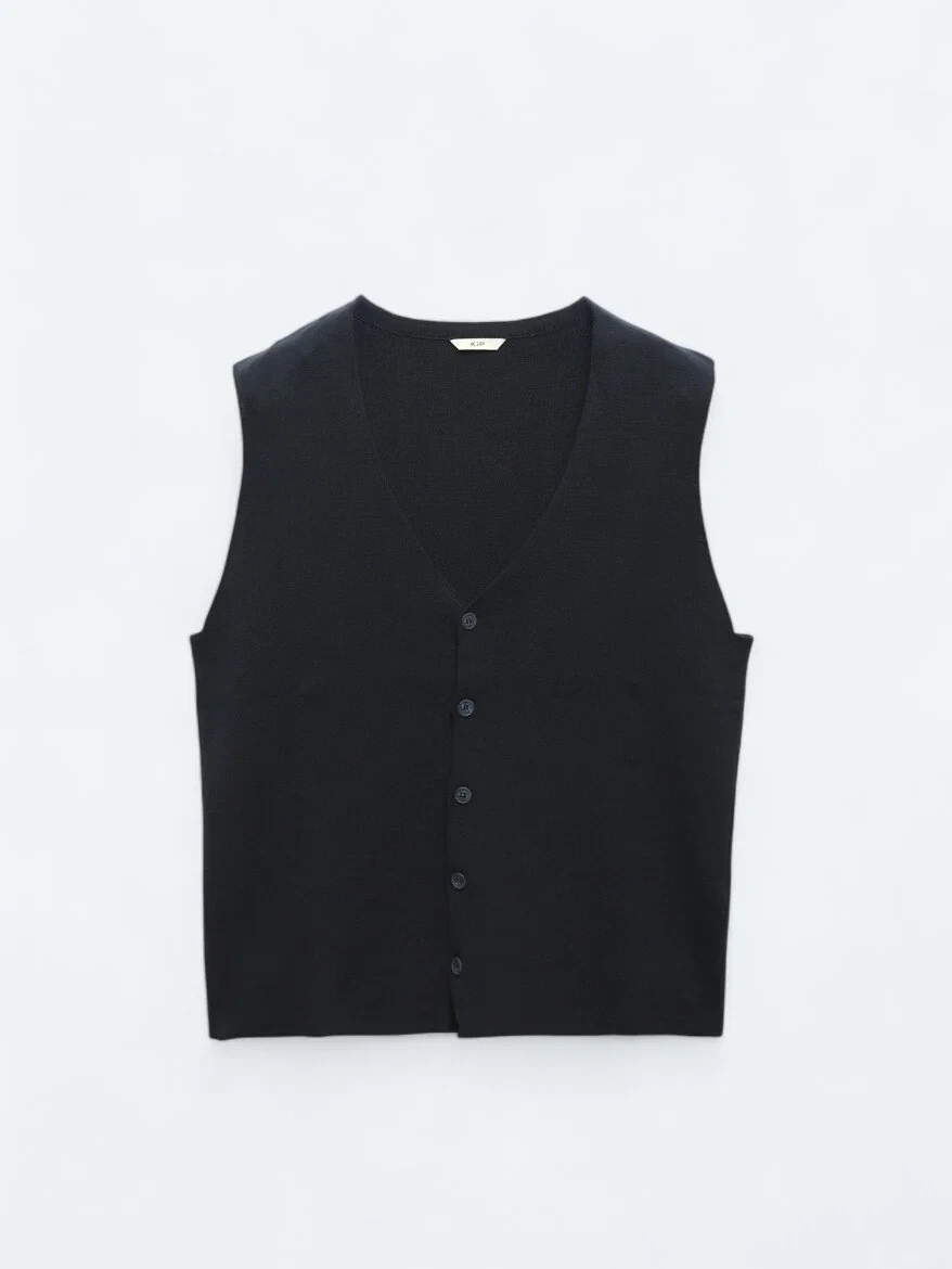 Navy Blue Knit Vest - 5