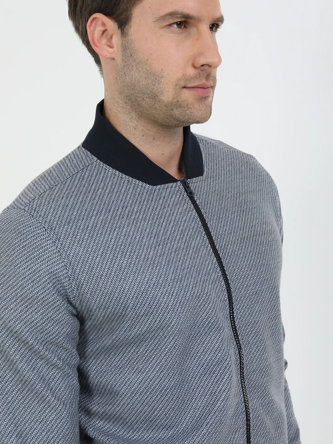 Navy Blue Knitting Coat - 3