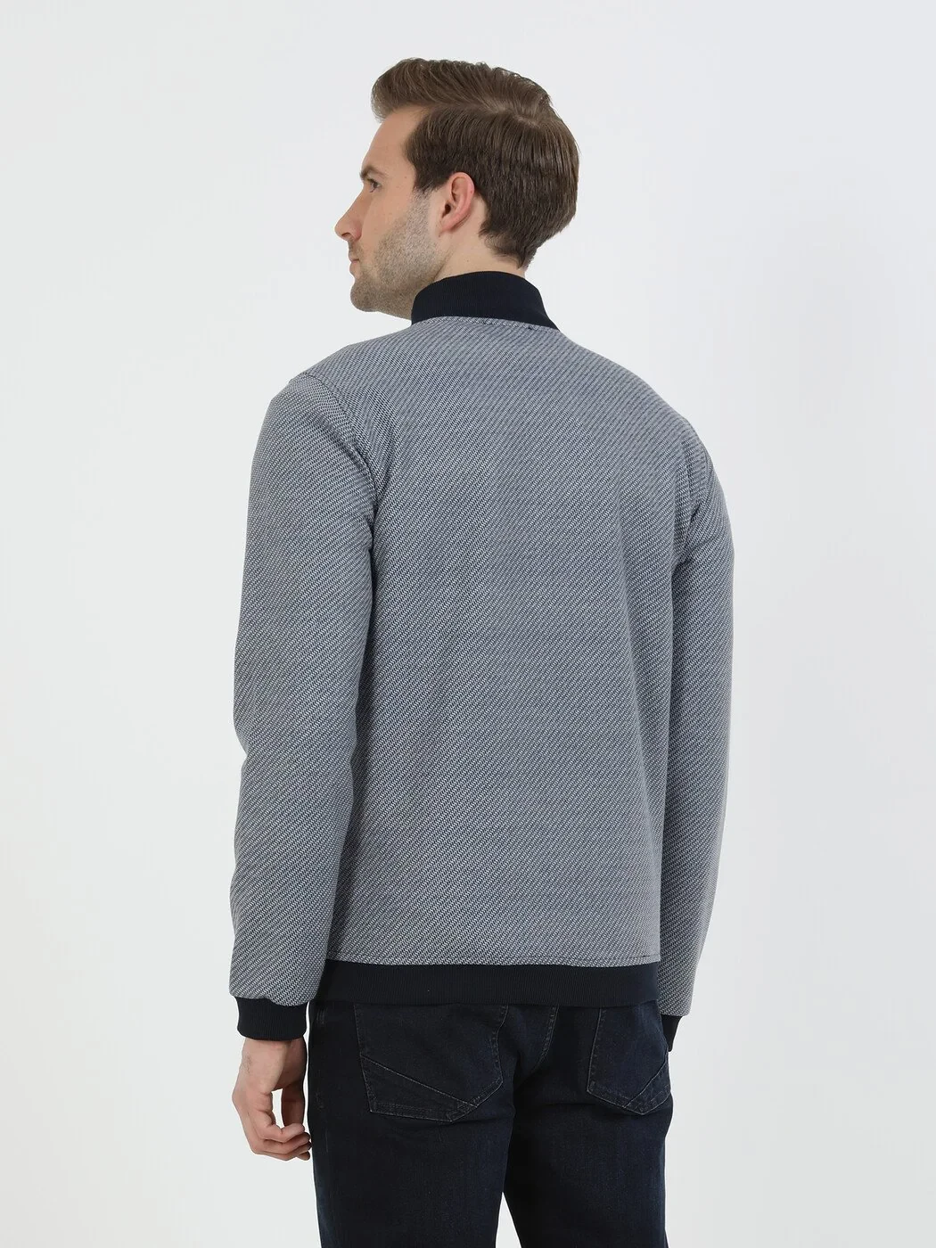 Navy Blue Knitting Coat - 5