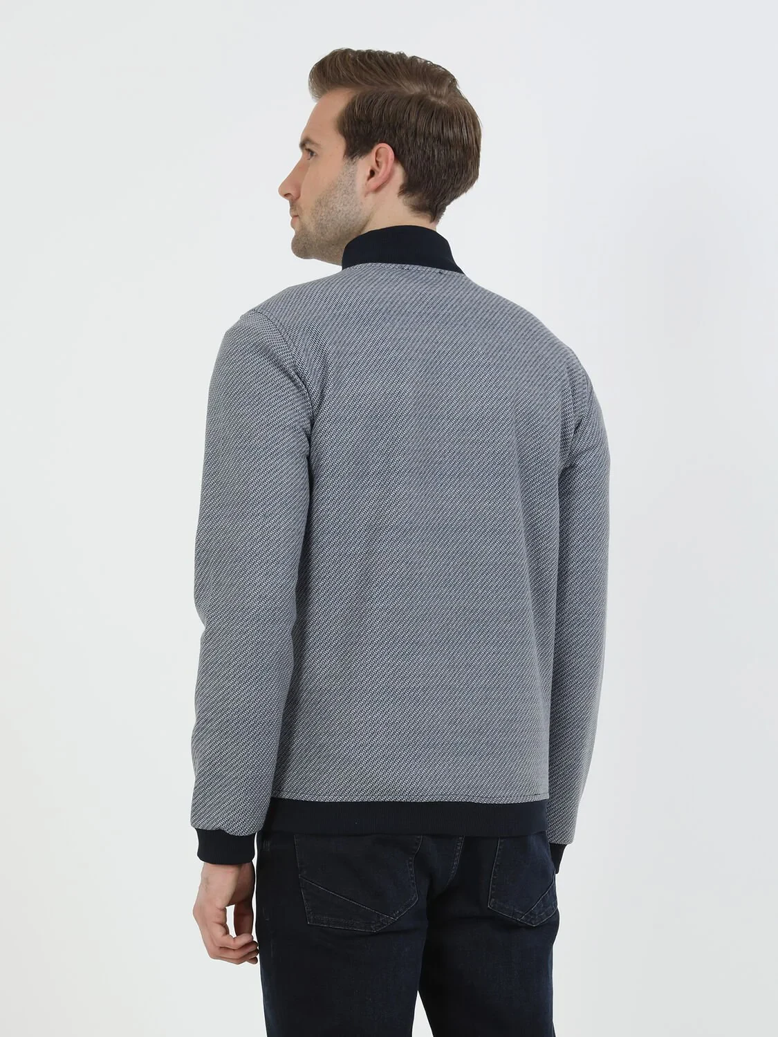 Navy Blue Knitting Coat - 5