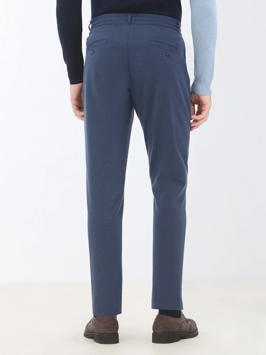 Navy Blue Knitting Jogging Fit Casual Trousers - 4